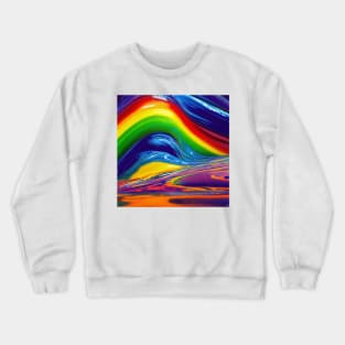 Liquid Colors Flowing Infinitely - Heavy Texture Swirling Thick Wet Paint - Abstract Inspirational Rainbow Drips Crewneck Sweatshirt